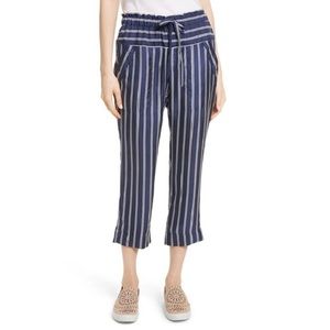 JOIE Addiena Pants Silk Capri Pants Drawstring Cropped Navy Small / S